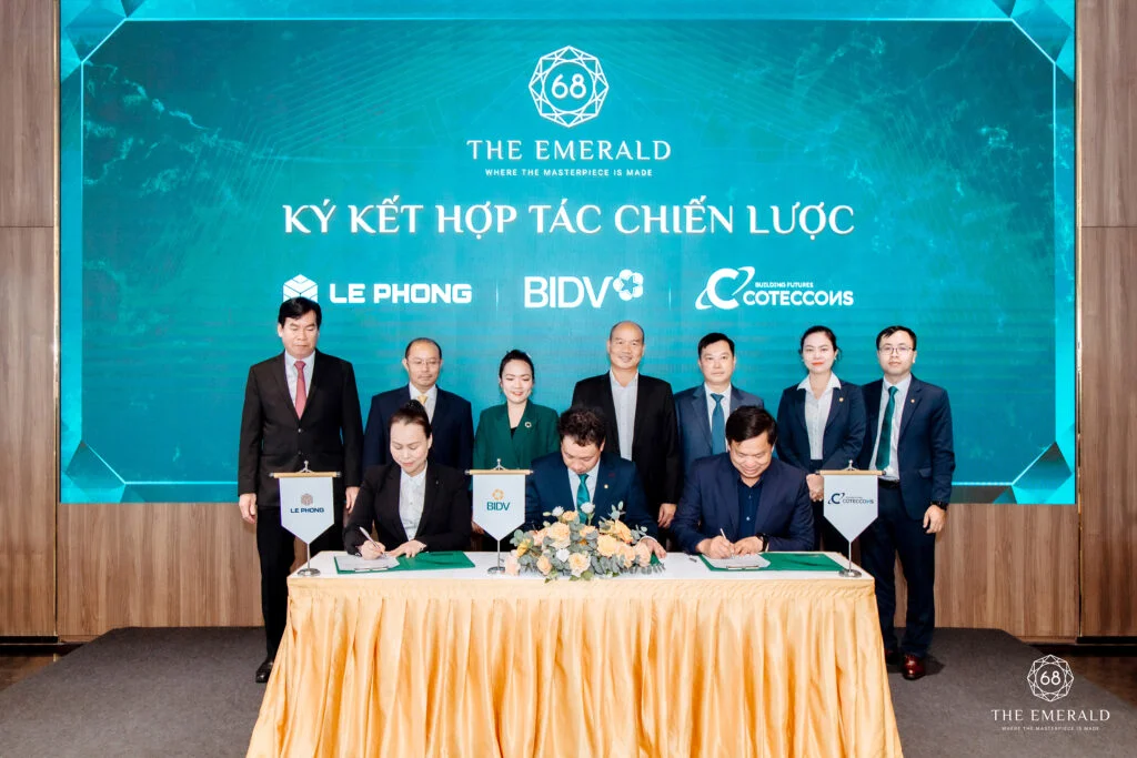 Tập đoàn Lê Phong và Coteccons ký hợp tác chiến lược dự án The Emerald 68 với ngân hàng BIDV và DKRA Realty 9 Lê Phong